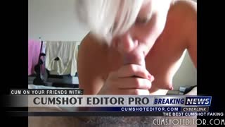 Fed blond amatør MILF tømmer stor pik hjemme i POV