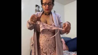 anna maria slips into her fresh pink lingerie looking irresistible