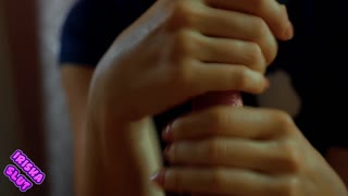 Uniformed girl delivers deepthroat blowjob closeup, gulps cumshot straight into mouth