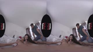 this vr brunette anal slut takes hardcore cock in her shaved holes after a messy blowjob