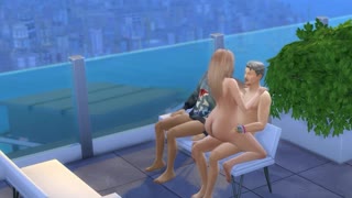 Stor røv blond deltager i uncensored threesome i The Sims
