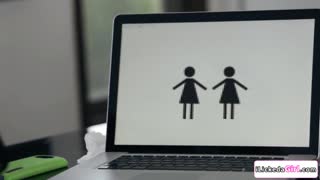 Petite Brunette Boss Hints At Lesbian Pussy Licking And Masturbation