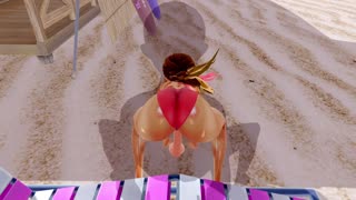 この3Dヘンタイの大きな尻とおっぱいが水着姿で夢中