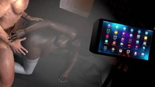 Hrub seks z črno nosečo gospodinjo z ukrivljenim zadkom 😈💦