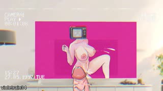 Virtuell verklighet onanisession animerad TV-kvinna