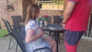 caught that babe fingering her wet pussy on the patio so i jumped in for mutual play