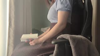 Busty Japanese Girl Reads Book Then Fingers Sensitive Spot to Orgasm