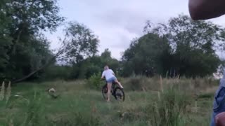 Watch a bold guy flash and stroke his huge cock in public near a stunned beauty