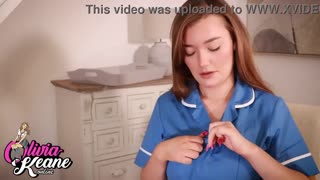 petite long hair teen nurse cosplay shoves huge dildo in amateur play