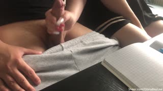 Olivia Bay sneaks handjob on big dick in class