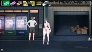 Skamløs milf viser frem store pupper utendørs