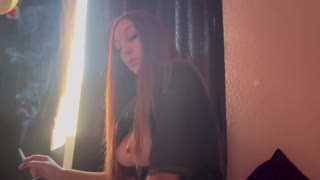 italian big tits milf artemisia love flashes huge boobs while smoking cigarettes