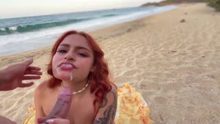 Stranger pounds my pussy on nude beach after sloppy blowjob POV