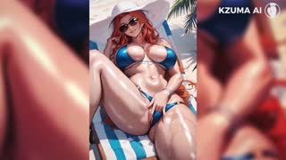rangiku the fiery redhead boasts enormous breasts in ai animation