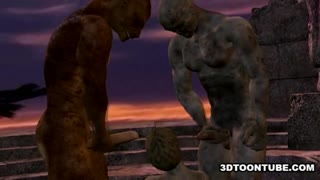 3D Çizgi Zombi Güzel Açık Hava Üçlüde Yakalandı