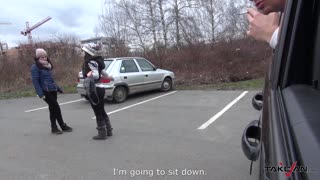 czech fake taxi threesome slams hungarian girl's tight pussy doggy and cowgirl