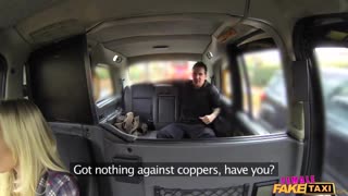 Female Fake Taxi Milf Gags on Cop Uniform Blowjob Before Swallowing Thick Cumshot