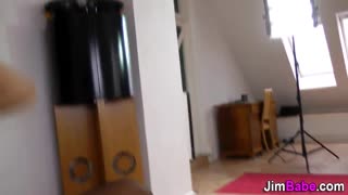 amateur teen teases with slow blowjob