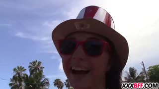 Petite teens dive into Independence Day group sex with big cocks