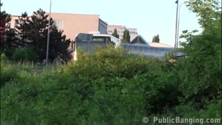 wanna see a cute blonde slammed by two guys in public street threesome fuck?