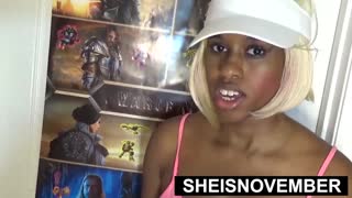 Babe ebony SheisNovember telan semua sperma abis blowjob kasar facial kontol gede