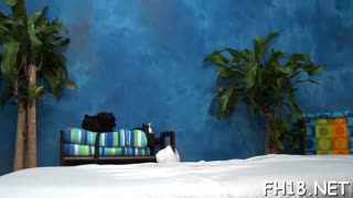 oiled massage girl delivers deep suck to her therapist's hard shaft