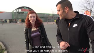 Amateur Redhead Tempted into Van Fuck for Cash in Every Position