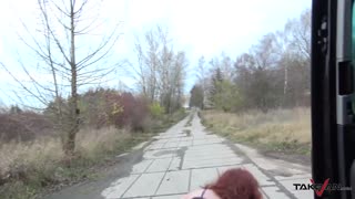 Amateur Redhead Tempted into Van Fuck for Cash in Every Position