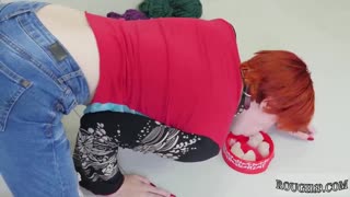 Suggestive Anal Squirting from Bound Teen 18+ Cummie Painal Cum Cat