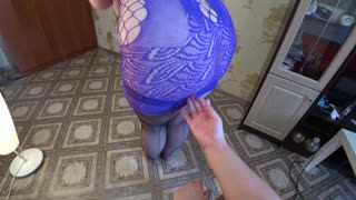 Hey, watch this lesbian drilling a mature BBW through white panties, that milf shakes her big ass wild before climaxing in POV!