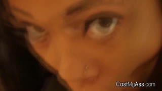 Ebony Amateur Sucks Cock While Rocking Tight G-String