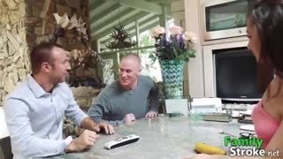 Blinded woman takes double penetration in hardcore threesome