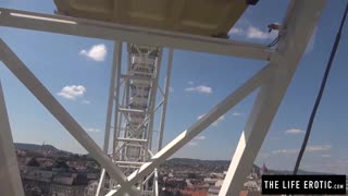 Tiny 18+ Girl Almost Caught Masturbating in Public on a Ferris Wheel