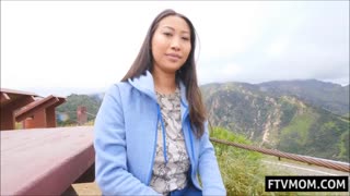 busty asian milf bares it all in public spots