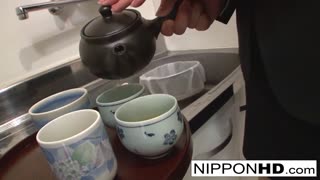 narrates a sexy asian office babe sucking off her coworkers in group fun