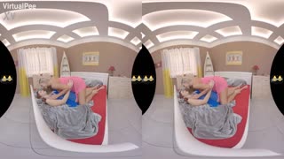 Redhead Lesbian Spits Piss into Mouth Over Massive Tits in HD VR