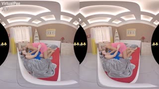 Redhead Lesbian Spits Piss into Mouth Over Massive Tits in HD VR