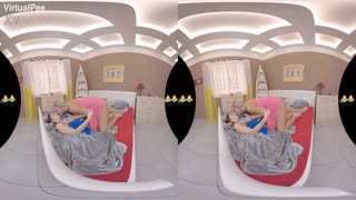 Redhead Lesbian Spits Piss into Mouth Over Massive Tits in HD VR