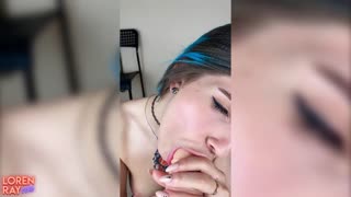 beautiful amateur babe rides dildo cowgirl fingers sloppy blowjob to facial cum