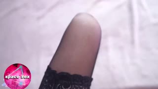 Teen 18+ Girl Fingers Pussy to Orgasm in Stockings