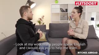 Letsdoeit Russian brunette Carolina Vogue seduces with curves abroad