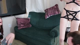 Silly bloopers reveal skinny camgirl's strap-on amateur fails