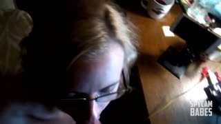 Amateur Petite 18+ Blonde in Glasses Deepthroats for Cumshot Facial on Hidden Webcam Spycam