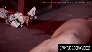 Big tits brunette Lisa Rose threesome blowjob and hardcore fuck