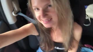 blonde teen enjoys outdoor vacation fun on webcam