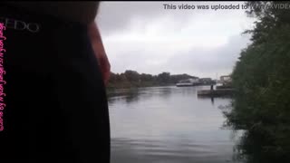 Speedo Pissing by the Canal in Voyeur Outdoor Thrill