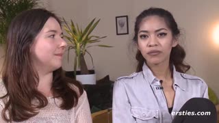 Two German girls with two dildos in one shoot