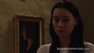 Submissive teen 18+ slave takes lesbian mistress strapon pounding and pussy licking in domination