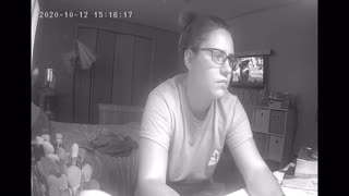 slutty young woman skips homework to finger her pussy on spy cam