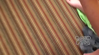 Petite 4'11" teen 18+ with braces gives amateur POV blowjob on big cock